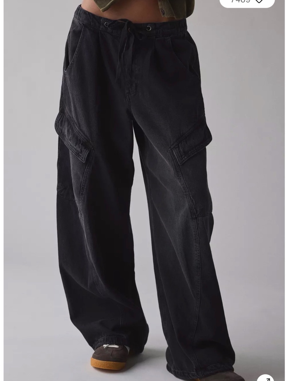 BDG/Urban Outfitters Distressed Black Baggy Barrel Leg Cargo Jeans